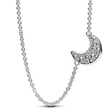 Intertwined Hearts Circle Pave Moon Family Always Infinity Necklace
