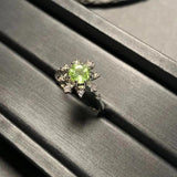 Natural Peridot Ring For Women 925 Silver Plated Fine Jewelry