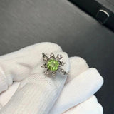 Natural Peridot Ring For Women 925 Silver Plated Fine Jewelry