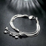 925 Silver Bracelets Necklace Heart Jewelry Set for Women