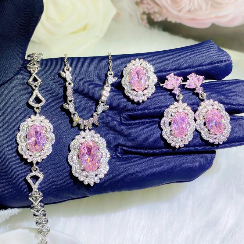 Pink CZ Jewelry Set for Women