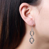 925 Silver Round Square Necklace Earring Set Wedding Engagement