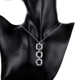 925 Silver Round Square Necklace Earring Set Wedding Engagement