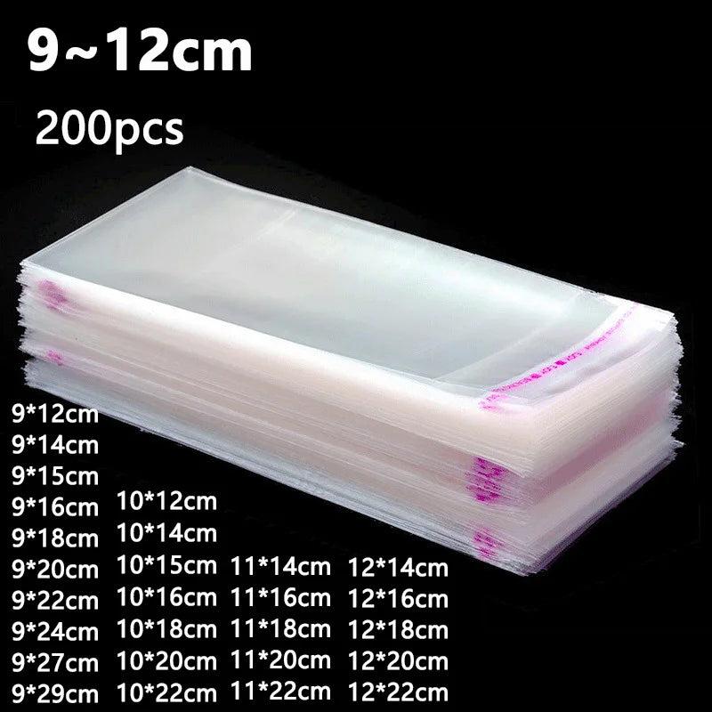 200pcs Transparent Self-adhesive Bags for Jewelry Accessories Gift Packaging