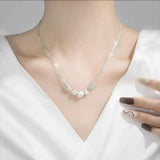 925 Sterling Silver Lucky Beads Necklace Bracelet Set for Women