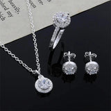 925 Sterling Silver Christmas Women Crystal CZ Jewelry Set