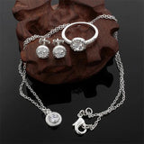 925 Sterling Silver Christmas Women Crystal CZ Jewelry Set