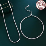 CWWZircons 925 Silver Jewelry Set Cubic Zircon Necklace Bracelet