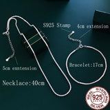 CWWZircons 925 Silver Jewelry Set Cubic Zircon Necklace Bracelet