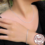 CWWZircons 925 Silver Jewelry Set Cubic Zircon Necklace Bracelet
