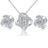 925 Silver Flower Jewelry Set Necklace Earrings Ring Gift