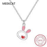 925 Silver Animal Rabbit Necklace+Earring Set for Women Girl Gift