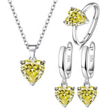 925 Silver Heart Jewelry Set Ruby Red Sparkling Gift