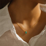 Turquoise Necklace Ring Earrings Set 925 Silver Gemstone Clavicle Chain Jewelry