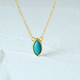 Turquoise Necklace Ring Earrings Set 925 Silver Gemstone Clavicle Chain Jewelry