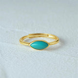 Turquoise Necklace Ring Earrings Set 925 Silver Gemstone Clavicle Chain Jewelry