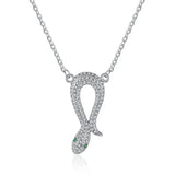 Sterling Silver Snake Jewelry Set Vintage Platinum Crystal Earrings Necklace