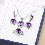 925 Silver Bridal Necklace Sets Zircon Accessories Earrings Adjustable Ring