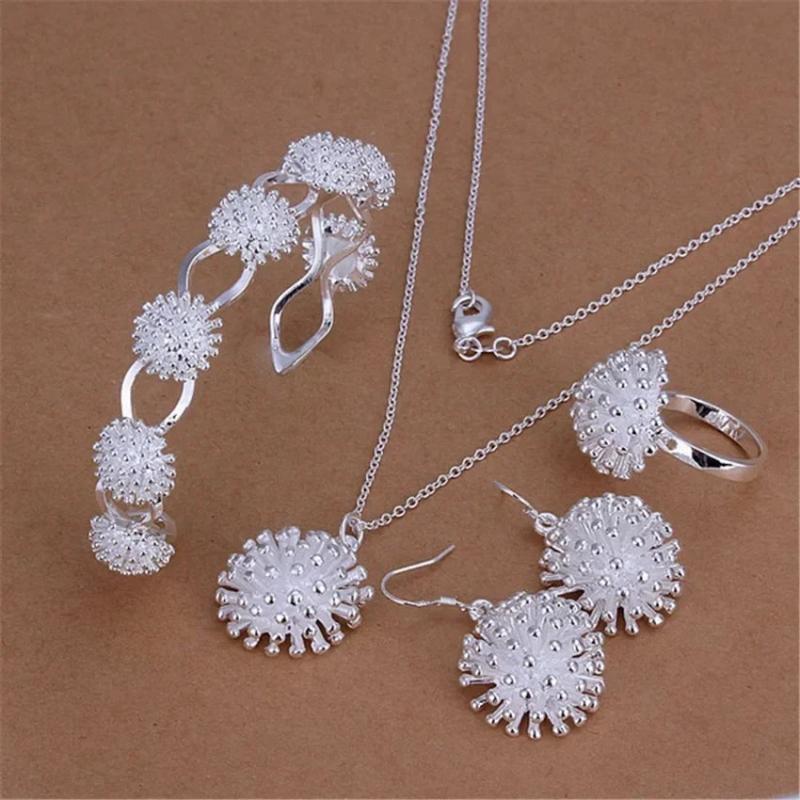 925 Silver Fireworks Pendant Jewelry Set for Women Party