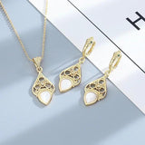 925 Silver Wedding Ring Women Shell Earrings Necklace Sets