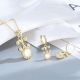 925 Silver Wedding Ring Women Shell Earrings Necklace Sets