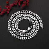 925 Sterling Silver 7MM Chain Bracelets Necklaces Set for Man Woman