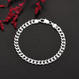 925 Sterling Silver 7MM Chain Bracelets Necklaces Set for Man Woman