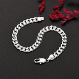 925 Sterling Silver 7MM Chain Bracelets Necklaces Set for Man Woman