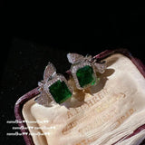 Sapphire Jewelry Set Green Cubic Zirconia 925 Silver