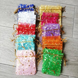 100pcs Moon Stars Drawstring Organza Bag for Business Clothes Wedding Jewelry