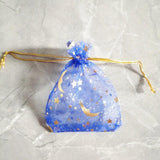 100pcs Moon Stars Drawstring Organza Bag for Business Clothes Wedding Jewelry