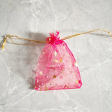 100pcs Moon Stars Drawstring Organza Bag for Business Clothes Wedding Jewelry