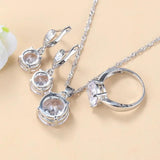 925 Silver Classic Wedding Ring Bridal Jewelry Set