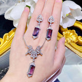 Sterling 925 Silver Purple CZ Wedding Jewelry Set