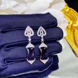 Sterling 925 Silver Purple CZ Wedding Jewelry Set