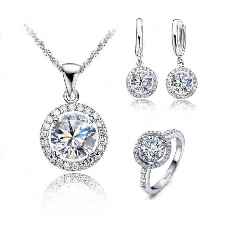 925 Silver Crystal Wedding Jewelry Set