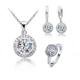 925 Silver Crystal Wedding Jewelry Set