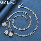 ALIZERO 925 Sterling Silver Rose Jewelry Set for Woman