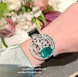 Emerald Tourmaline Leopard Tassel Jewelry Sets 925 Silver Women Wedding Bridal