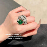 Emerald Tourmaline Leopard Tassel Jewelry Sets 925 Silver Women Wedding Bridal