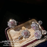 925 Silver Pink CZ Jewelry Set for Women