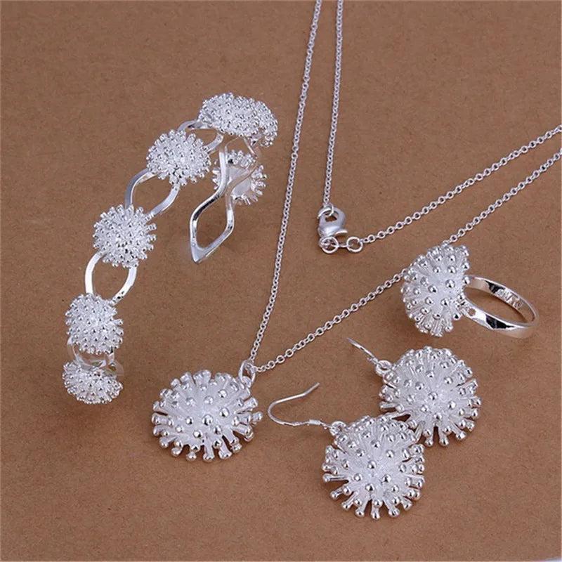 925 Silver Jewelry Set For Women Fireworks Pendant Hot Charm Gift
