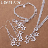 925 Silver Jewelry Set for Women Wedding Star Bracelet Necklace Earring Chain