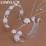 Rose Flower 925 Silver Jewelry Set for Women