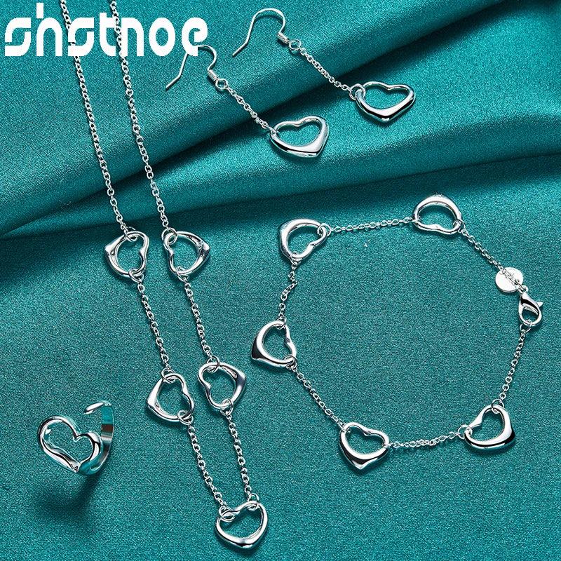 925 Silver Heart Jewelry Set for Women