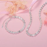925 Silver Engraved Pattern Jewelry Set Women Party Wedding