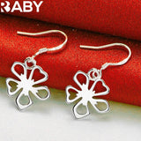 925 Silver Sakura Flower Bangle Necklace Earrings Set