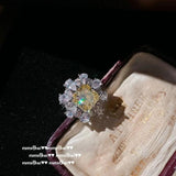925 Silver Yellow CZ Princess Cut Diamond Wedding Set