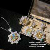 925 Silver Yellow CZ Princess Cut Diamond Wedding Set