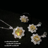 925 Silver Yellow CZ Princess Cut Diamond Wedding Set